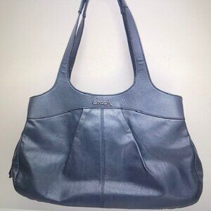 Coach Lexi Dark Gray Blue Leather Graphite 3 Compartment Shoulder Bag